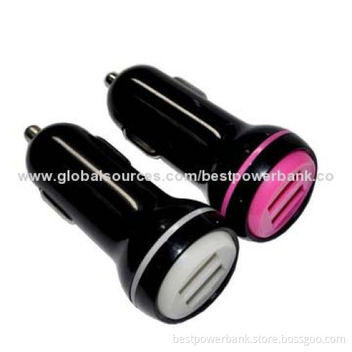 Latest Unique Design Colorful 5V 1A/2A/3A Dual USB Car Charger for Smartphone/Tablet